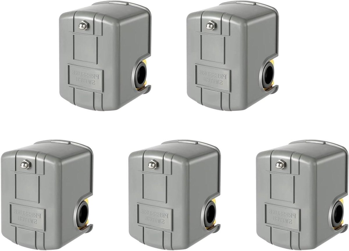 5X Pessuurschakelaar voor Bronpomp, 40-60Psi Waterdrukschakelaar Instelbaar Differentieel, 1/4 Inch Vrouwelijke NPT Waterdruk