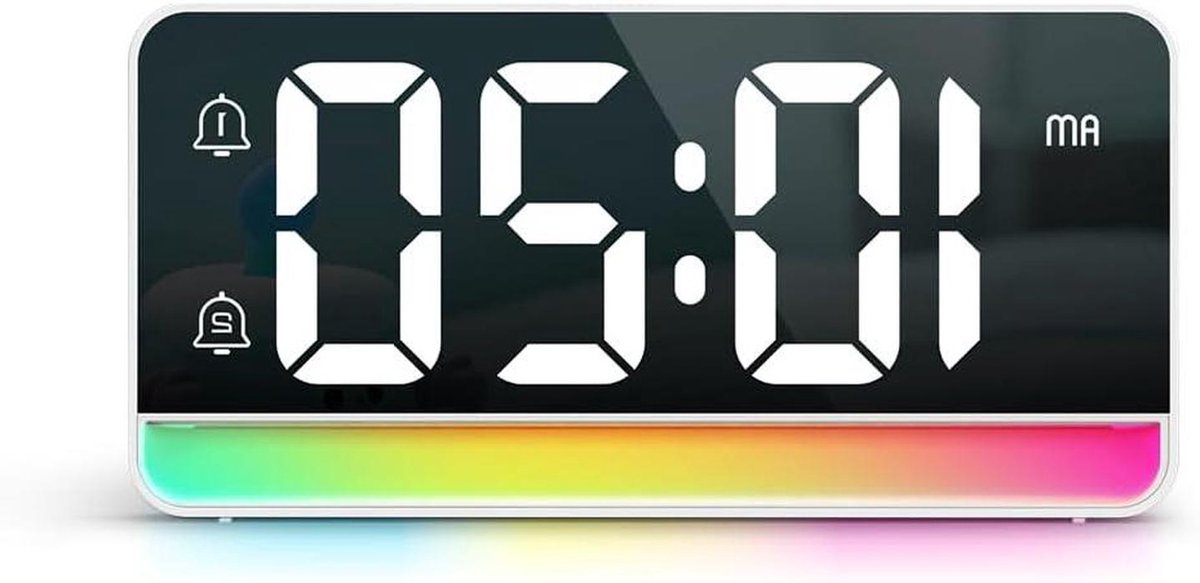 Digitale Wekker - Bedklok LED - Ontspannen Wakker Worden - Automatisch Dimmen - S - Wit