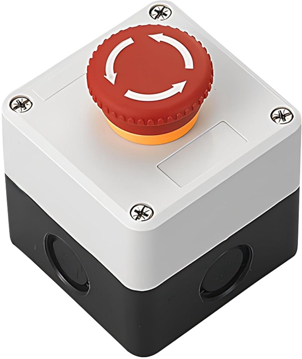 Noodstop Drukknop - Vergrendelschakelaar Industriële - Veiligheid Apparatuur - IP65 Waterdicht - 22 mm - Rood