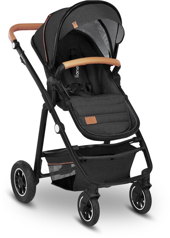 Lionelo Amber Kinderwagen 3 in 1 - Reiswieg + Buggy + Autostoel - Luchtbanden, Volledige Vering - Comfortabel baby matras - Snel Inklapbaar - Luiertas - Regenhoes - Muskietennet - Vanaf Geboorte tot 4 jaar (0-22 kg)
