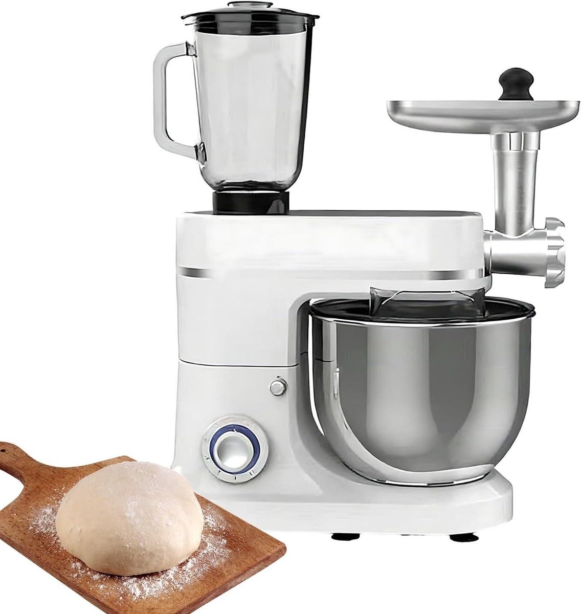 Keukenmachine met Blender - Keukenrobot multifunctioneel - Bakken en koken - Krachtige 1500W motor - 10L roestvrijstalen kom - Wit