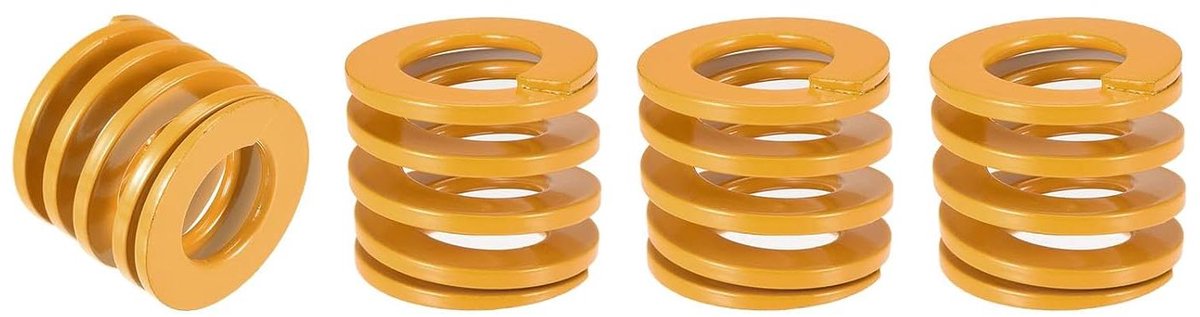 Matrijzenveer - Drukveer Belastingveer - 3D Printer Onderdeel - Lichte Belasting - 25 mm - Geel