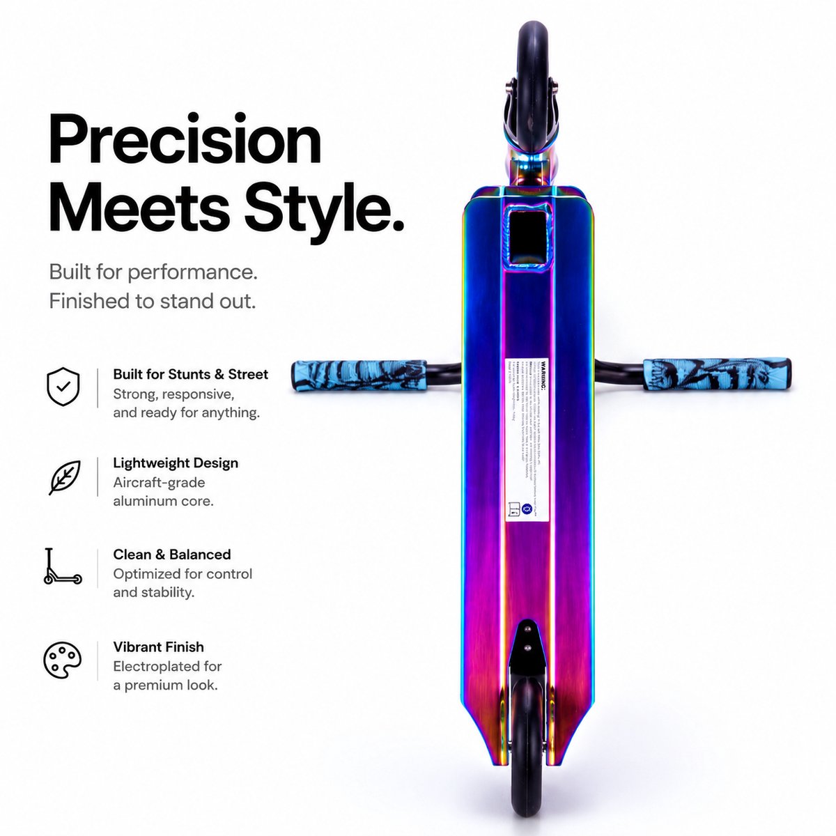 Suotu Stuntstep - Step - Kinderstep - Silent axle - Chrome ABEC-9 bearing - Speelgoed Jongens/Meisjes - Aluminium - Rainbow — afbeelding 10