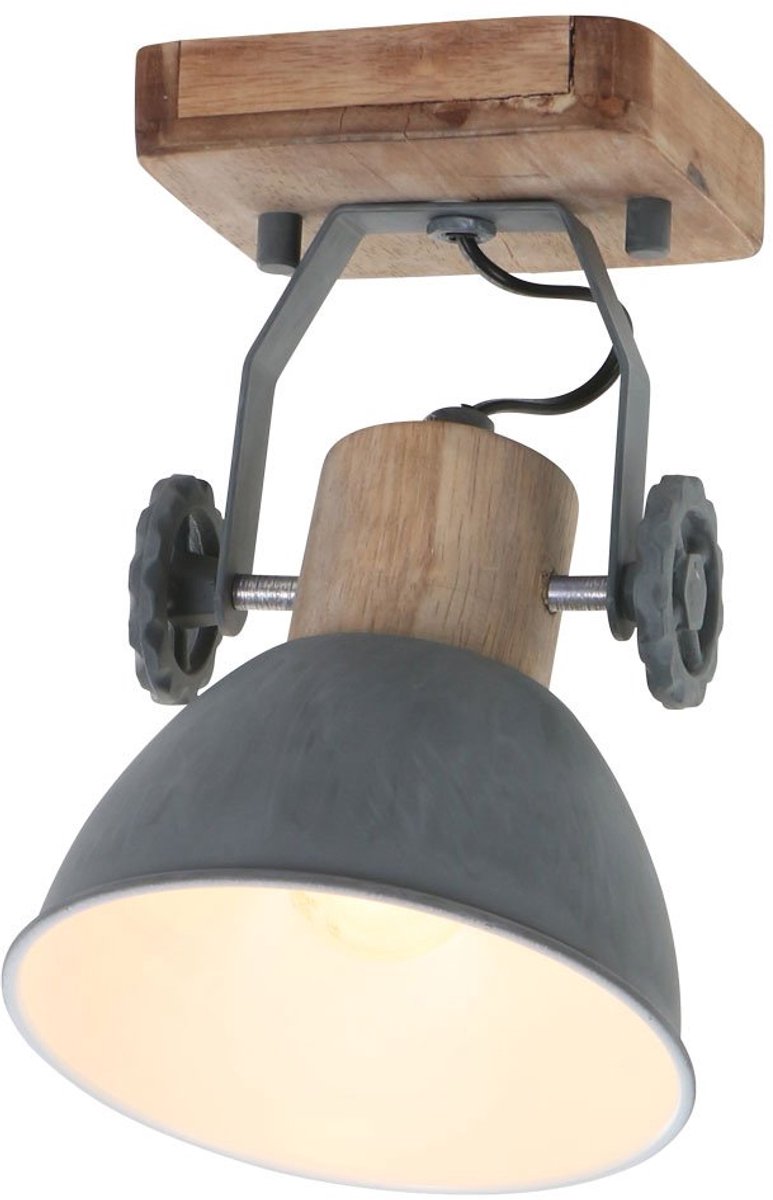 Plafondlamp Gearwood 7968GR Grijs Draaibaar & Kantelbaar Hout/Metaal E27 fitting - Mexlite
