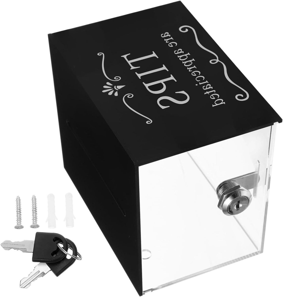 Vergrendelbare Geldkist - Donatiebox Spaarpot - Geld Inzamelen - Transparant Acryl Ontwerp - 15x12.5x10cm - Zwart