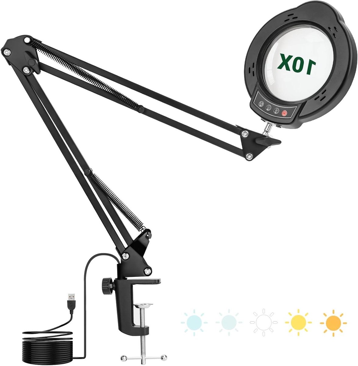 Vergrootglas met Licht - Leeslamp Staande - Precisiewerk Hobby - 10x HD Vergroting - 11cm Lens - Zwart
