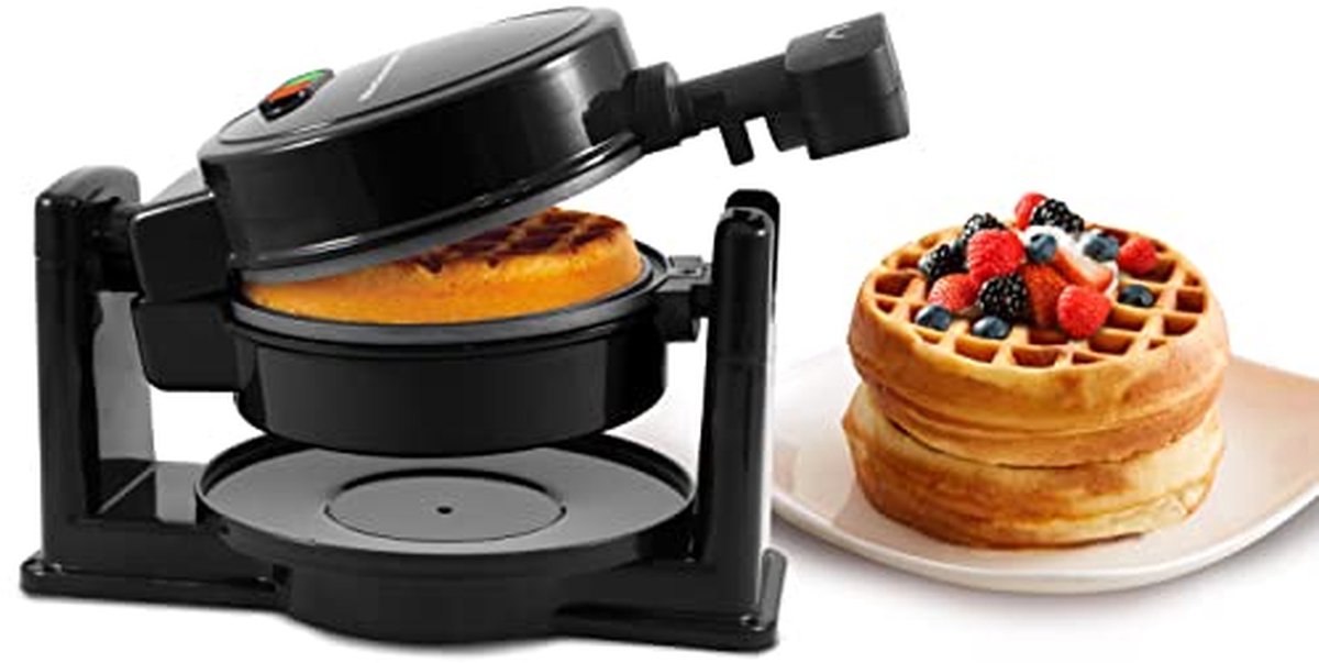 Wafelijzer - Bakplaat - Dikke Wafels Maken - Draaibaar Ontwerp - 32 cm dik - Zwart
