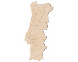 Houten wanddecoratie - Wooden wall decoration | Landkaart Portugal 34 x 70cm Country map Portugal | Licht hout - Natural wood | Muurdecoratie - Wall art - Wandfiguur República Portuguesa - Echt Hout - Real Wood