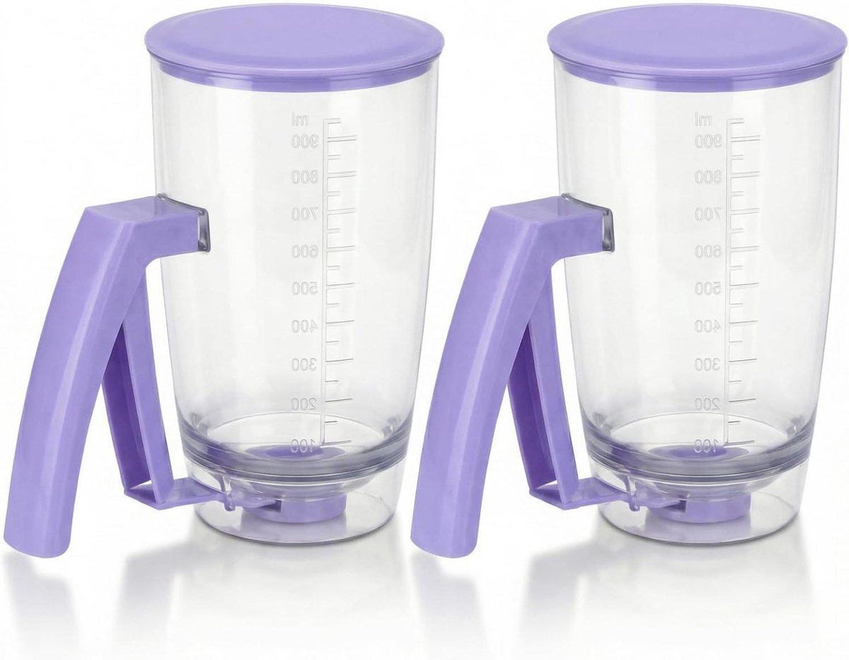 Pannenkoekbeslag Dispenser Fles, Knijp Handvat voor Gecontroleerde Giet, Meetmarkeringen voor Pannenkoeken, Wafels, Brownies, Cup Cakes, Muffins & Pannenkoeken, Spoel Wassen Keuken Tool