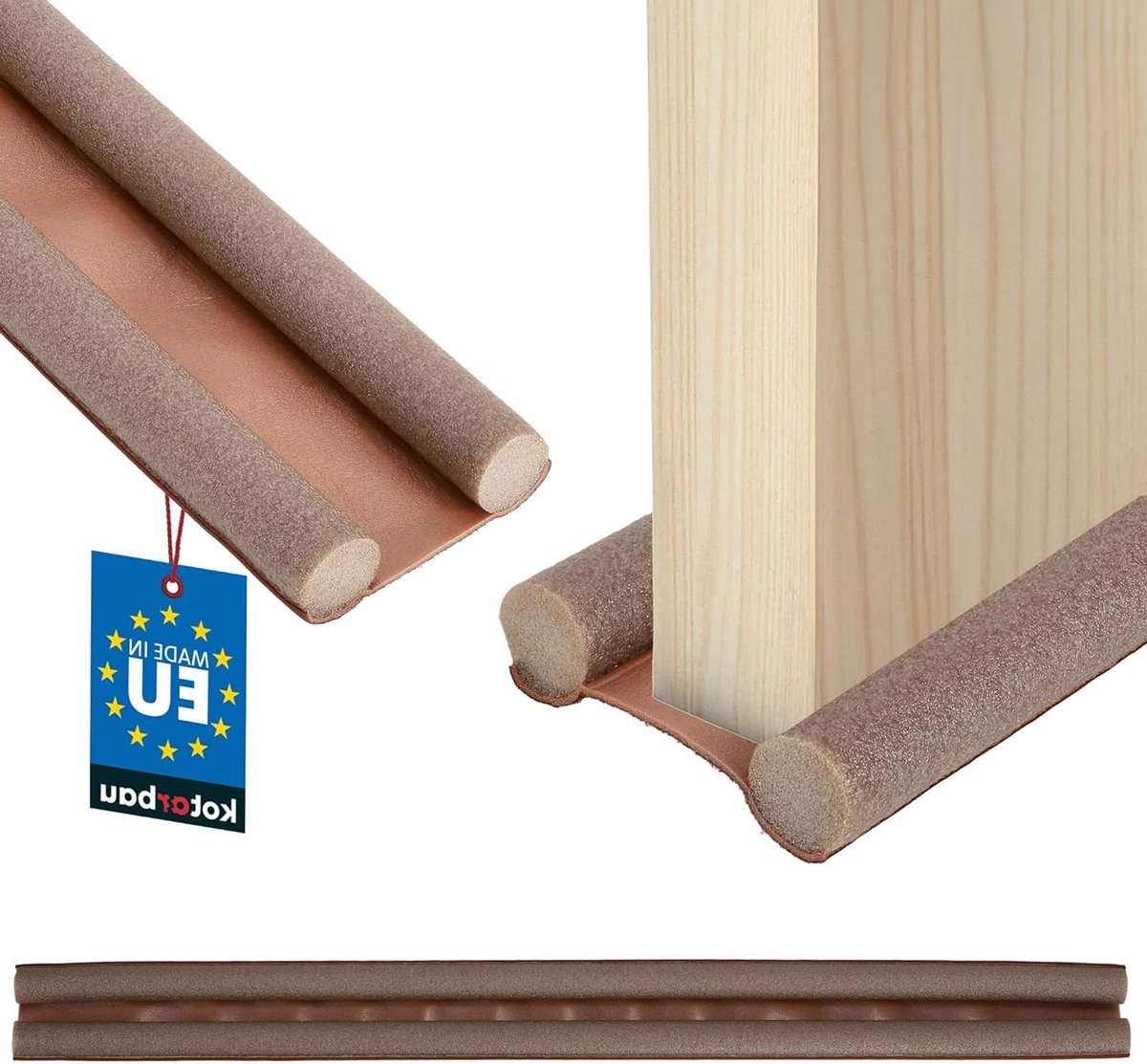 KOTARBAU® Dubbele Tochtstopper - Tochtstrip - Polyethyleenschuim - 95 cm - Bruin - Deurafdichting - 30 mm - Deurbodemafdichting - Schallschutz - Windstopper - Isolatie voor Binnendeur en Buitendeur