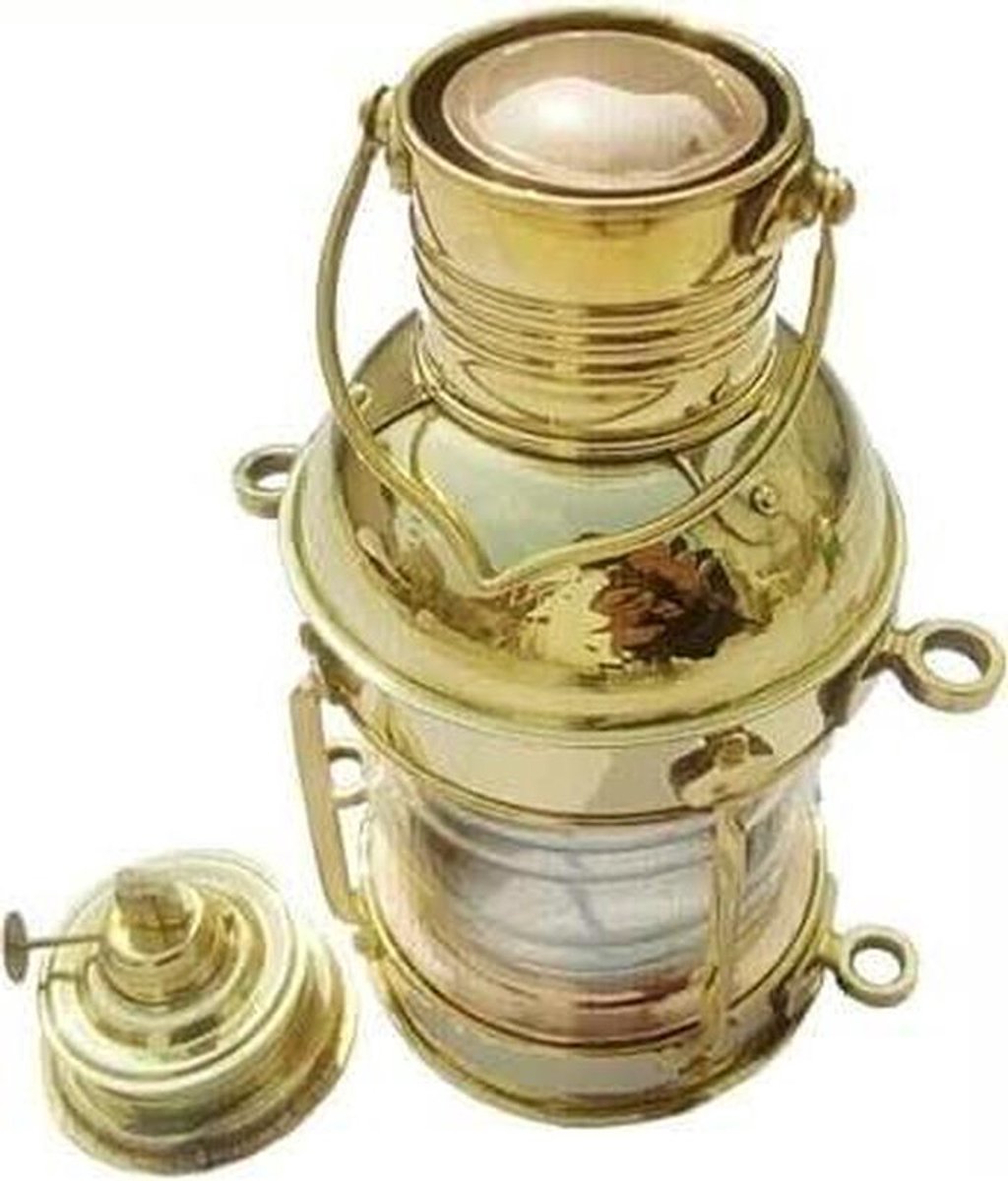 Messing Lantaarn - Olie Lamp - Sfeer Verlichting - Glanzende Messing Look - 10 Inch - Goud