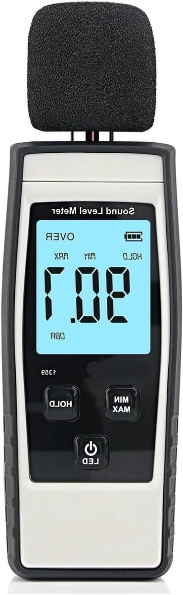 Geluidsniveaumeter - DB-meter Monitor - Geluidsmetingen Uitvoeren - Instelbare Alarmfunctie - 30-130dB - Zwart