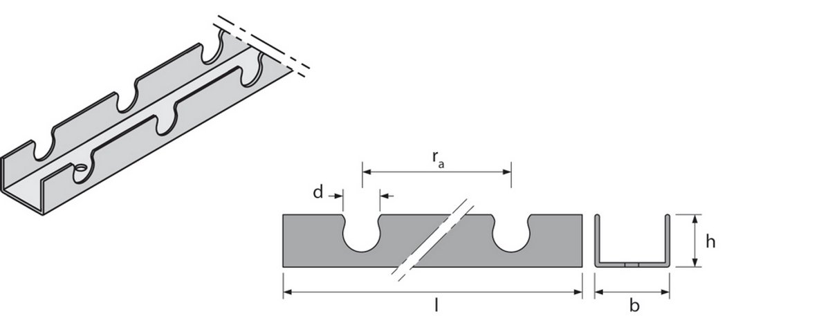 Uponor Fix Klemrail 14mm c/c50mm 2,5m, 1005498