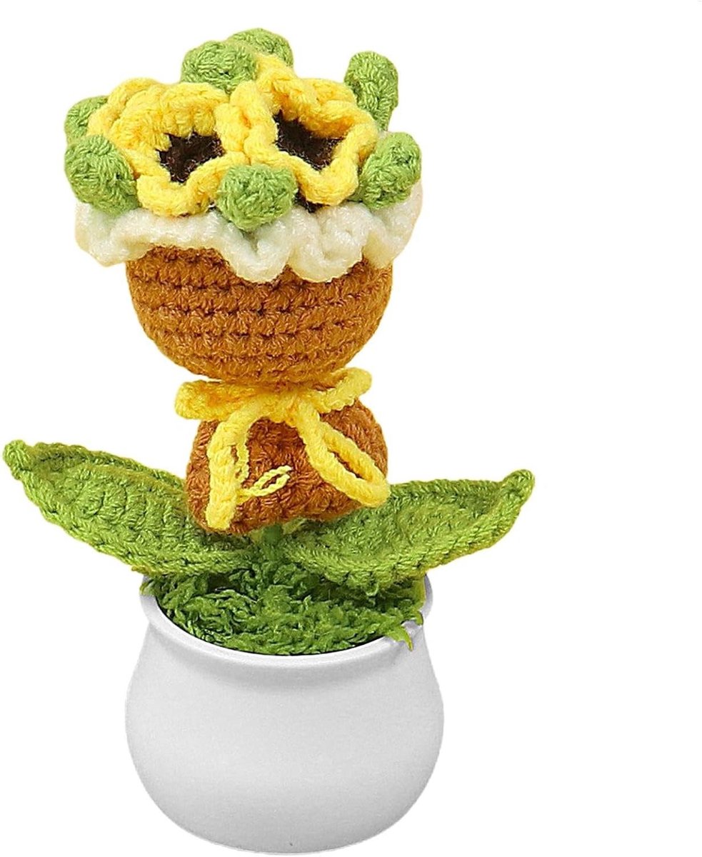Gehaakt Boeket Bloemen - Handgemaakt Boeket Kleurrijke Plant - Wonen Decoratie - Realistisch Design - ca. 15 cm Hoog - Geel