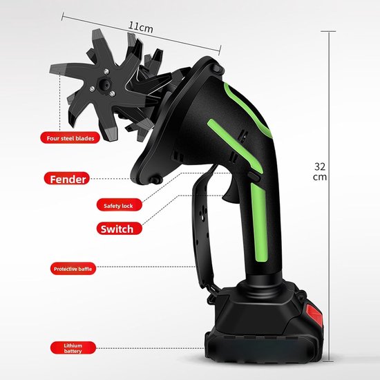 Draadloze Tuinfrees - Elektrische Cultivator - Tuinonderhoud - Lichtgewicht Ontwerp - 10 cm Werkbreedte - Niet gespecificeerd — afbeelding 2