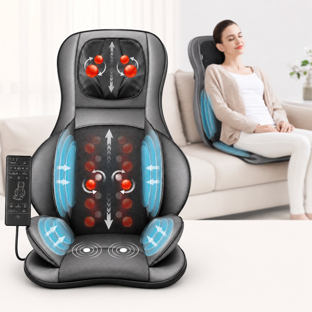 Lifeproducts Massagestoel - Shiatsu Massagekussen - Massage Apparaat- Elektrisch Nekmassage Apparaat - Massage Apparaten - Nek Rug en Schouder Massage Apparaat - Massagestoel met Infrarood Verwarming