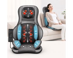 Lifeproducts Massagestoel - Rugmassage Apparaat - Shiatsu Rug Massagekussen - Massage Apparaat voor Nek en Rug - Massage Stoel met Infrarood Verwarming