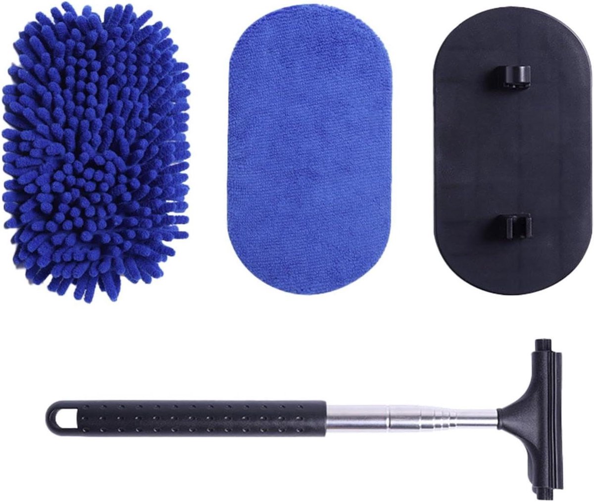 Voertuigglas Reinigingsdoek - Autoreinigingsborstel Dweil - Auto Ramen Wassen - 180 Graden Roterende Kop - 101 cm Verstelbaar - Grijs
