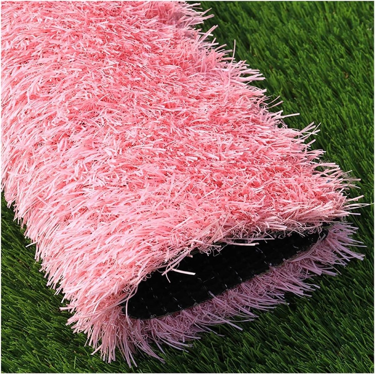 Kunstgrasmat - Synthetisch gras Gazontapijt - Buitenruimtes verfraaien - Met drainagegaten - 100 x 400 cm - Roze