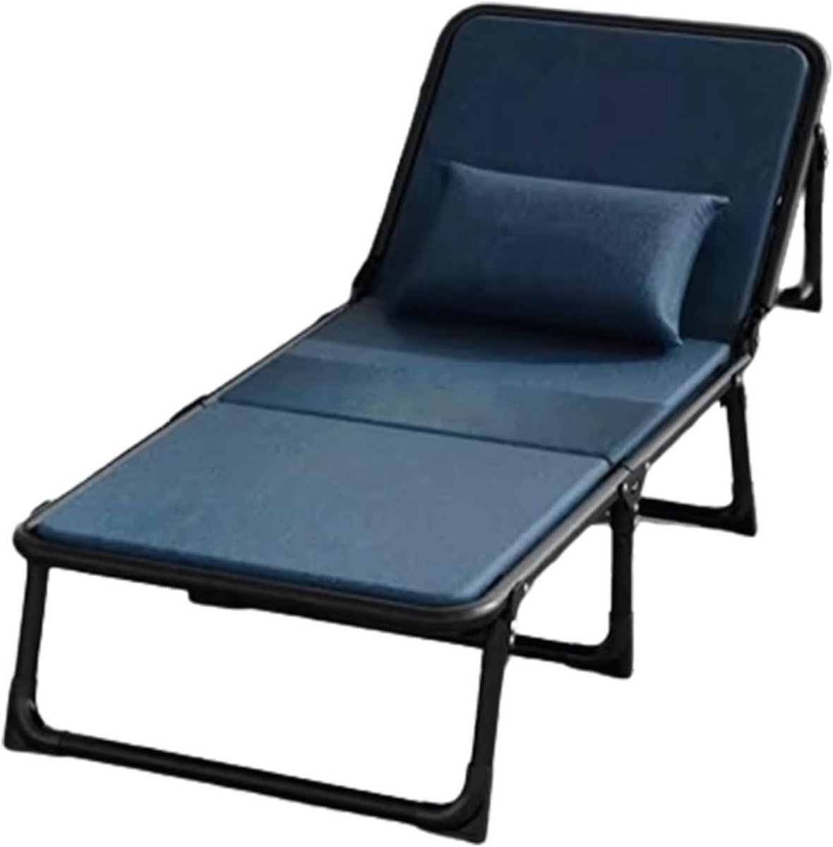Opklapbed - Campingbedje Lounge - Ontspannen Buiten - 6 Posities Verstelbaar - 180x59cm - Blauw