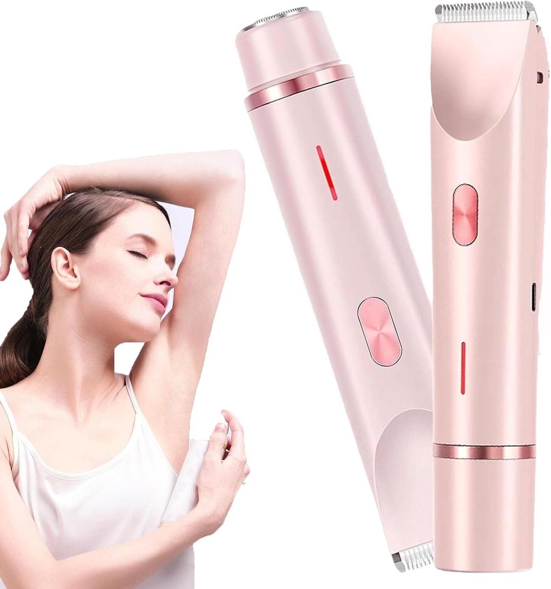 Double Head Shaver Women, Electric Bikini Line Trimmer for Women, 2-in-1 Electric Shaver for Women, Double Head Bikini Line Trimmer, IPX7 Waterproof Rechargeable Razor for