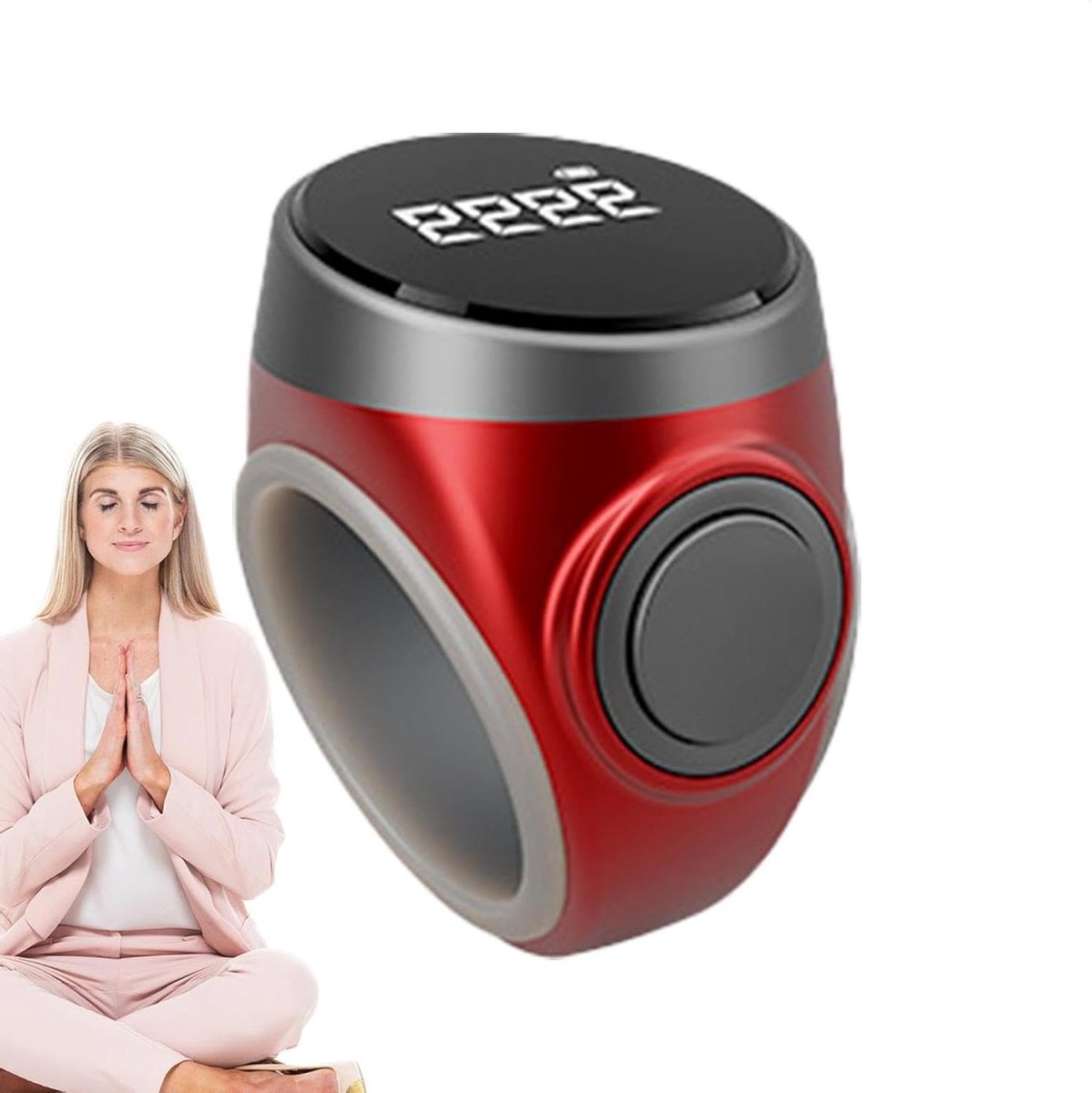 Digitale Vingerteller - Gebedsteller Clicker - Tellen Meditatie - Oplaadbaar Groot Display - 236 inch - Rood