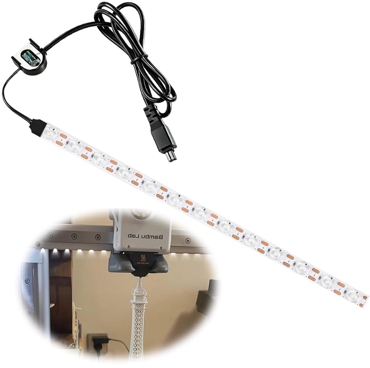 Led Lichtstrip - Printer Verlichting - 3D Printen - Anti-verblinding Ontwerp - 10x10x0.5cm - Wit