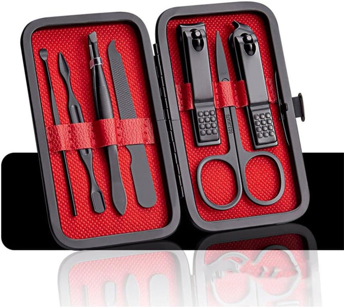 Manicure set - Verzorging gereedschap - Persoonlijke verzorging - Roestvrij staal - 7 stuks - Zwart