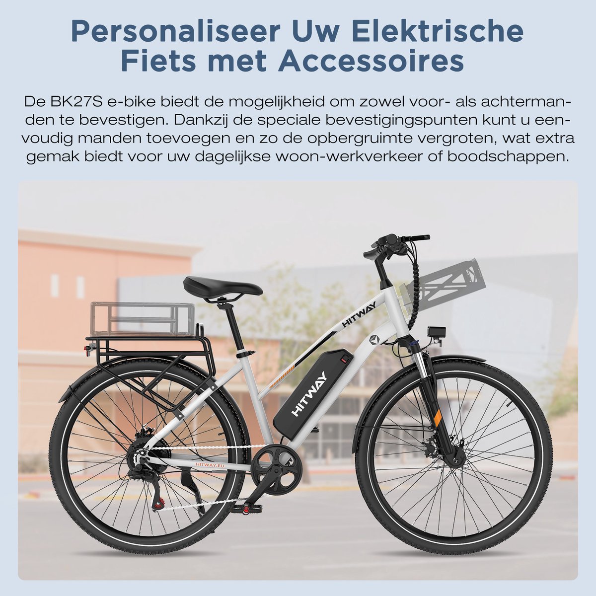 Hitway Elektrische Fiets BK27S - 28 Inch City Commuter EBike met Afneembare 36V 13Ah Lithium Batterij - Damesfiets - E-Bike met 250W Motor - 7 Versnellingen – foto 7