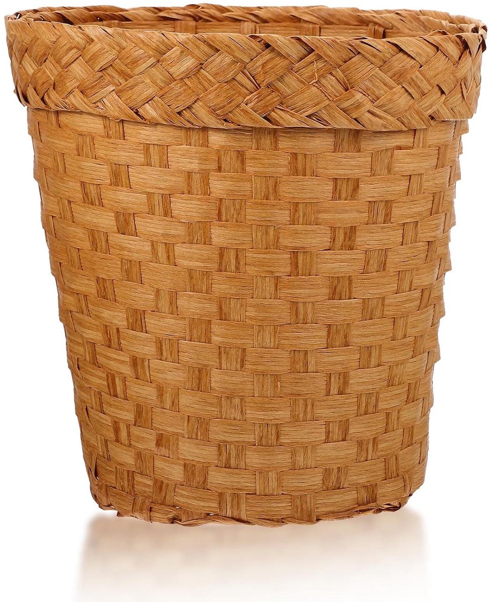 PRETYZOOM Wasmanddeksel - Prullenbak Van Riet Stijlvolle Opbergmand Van Riet Ideaal Voor Kantoor En Huishouden
