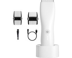 VALINK Men's Electric Shaver - Electric Groin Hair Trimmer, Body Hair Trimmer for Men, Wet & Dry Shaver for Men with LED Light and Charging Base, IPX7 Waterproof White