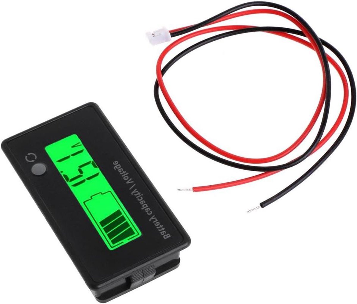 Batterij Capaciteitsmeter - Voltmeter LCD - Accu Status Tonen - Waterdicht PVC Film - 9-100V - Groen