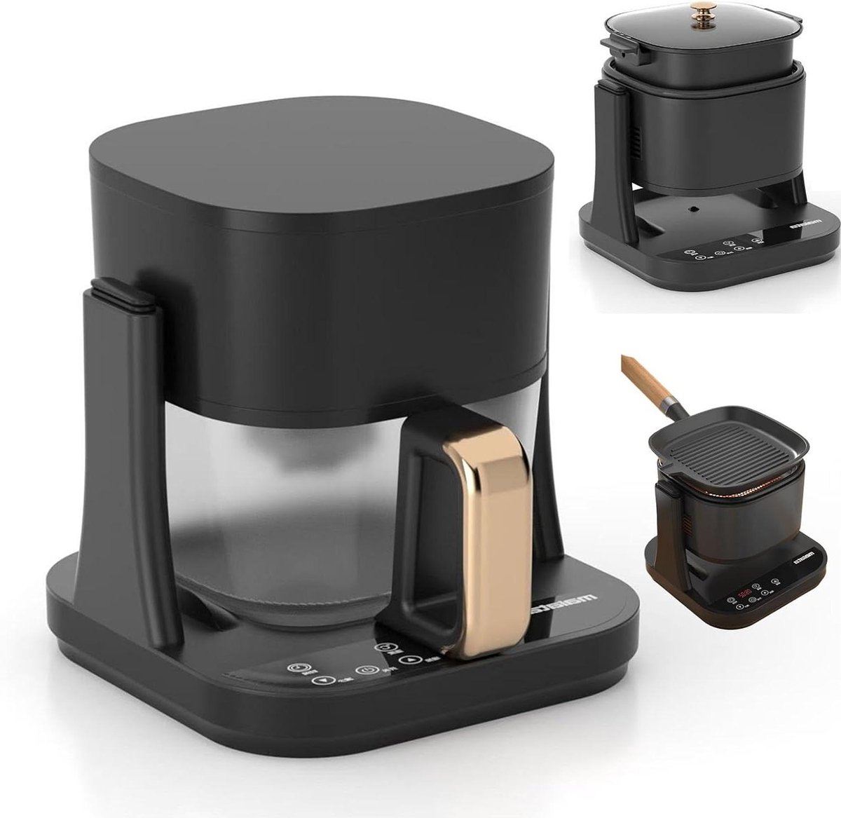 Glazen Luchtfriteuse - Heteluchtoven Grill - Veelzijdig Koken - 3-in-1 Functie - 55 Liter - Zwart