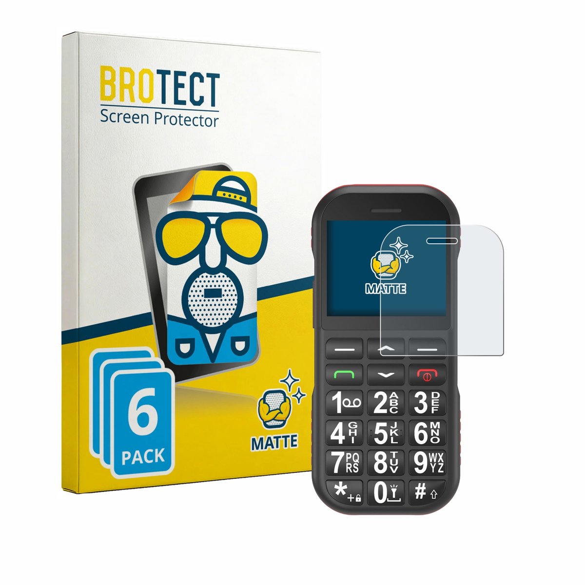 BROTECT - Screenprotector voor Ufferson Seniorenhandy - Folie Beschermfolie matte 6 Stuks