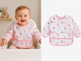 MINIIYOU - Bavoir à manches longues avec large bac de collecte - Flamingo Rose - 1-3 ans - lavable - tablier de mess - tablier de peinture