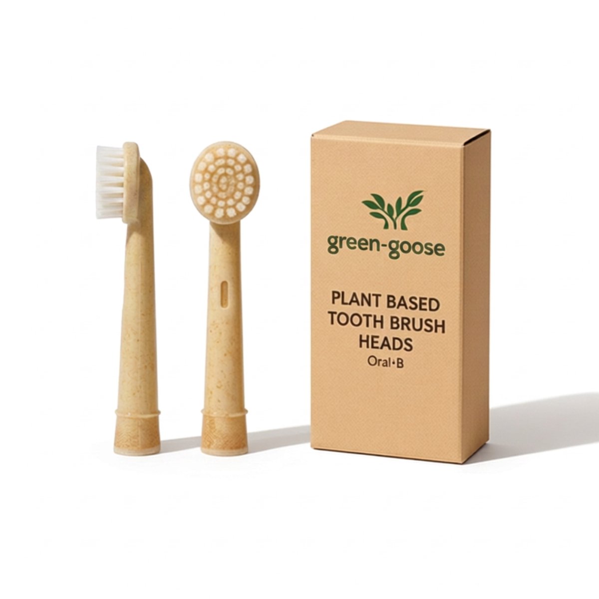 green-goose® Oral B XL Bioplastic Opzetborstels - 2 Stuks - Geen Kleurstoffen - Plant-based Materiaal - 100% BPA-vrij - voor alle reguliere Oral-B elektrische tandenborstels