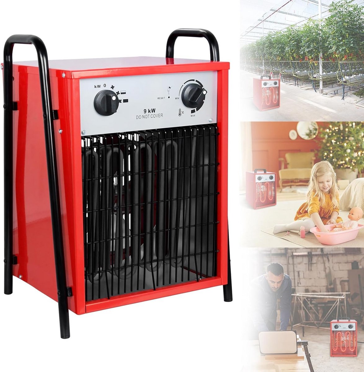 Elektrische Kachel - Ventilator Kachel - Ruimte Verwarmen - Instelbare Thermostaat - 9 KW 