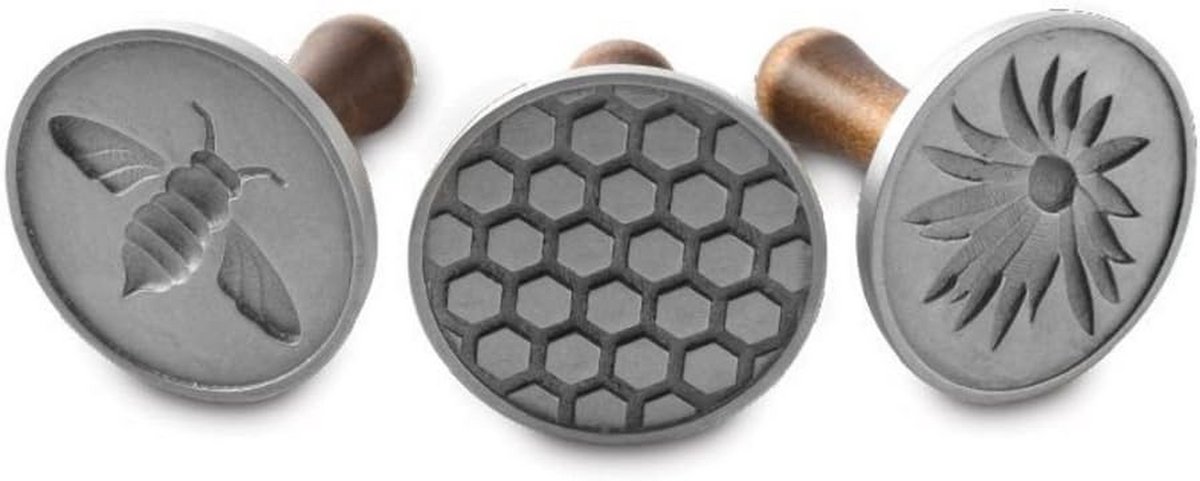 Koekjes stempels - Bakvormen - Koekjes versieren - Gegoten aluminium - 7.5 cm rond - Zilver