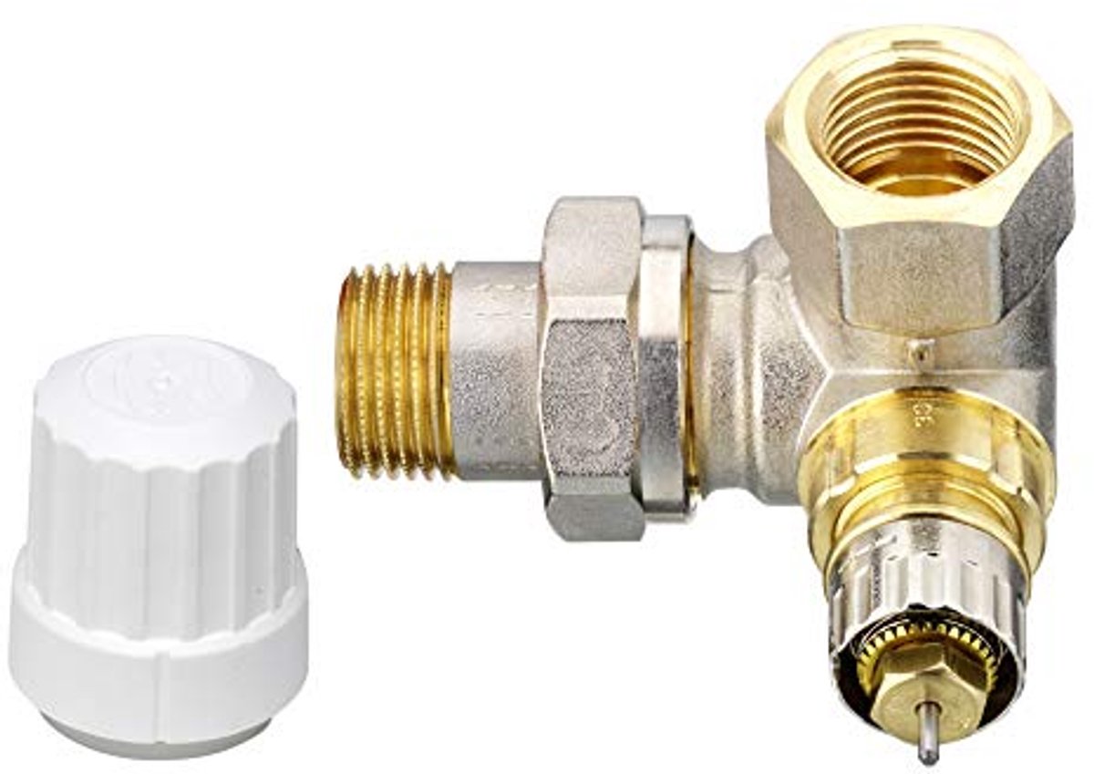 Ventielbehuizing Verwarming - Verwarmingselement Onderdeel - Centrale Verwarming - Vernikkeld Met Voorinstelling - DN15 Hoek Links - Zilverkleurig