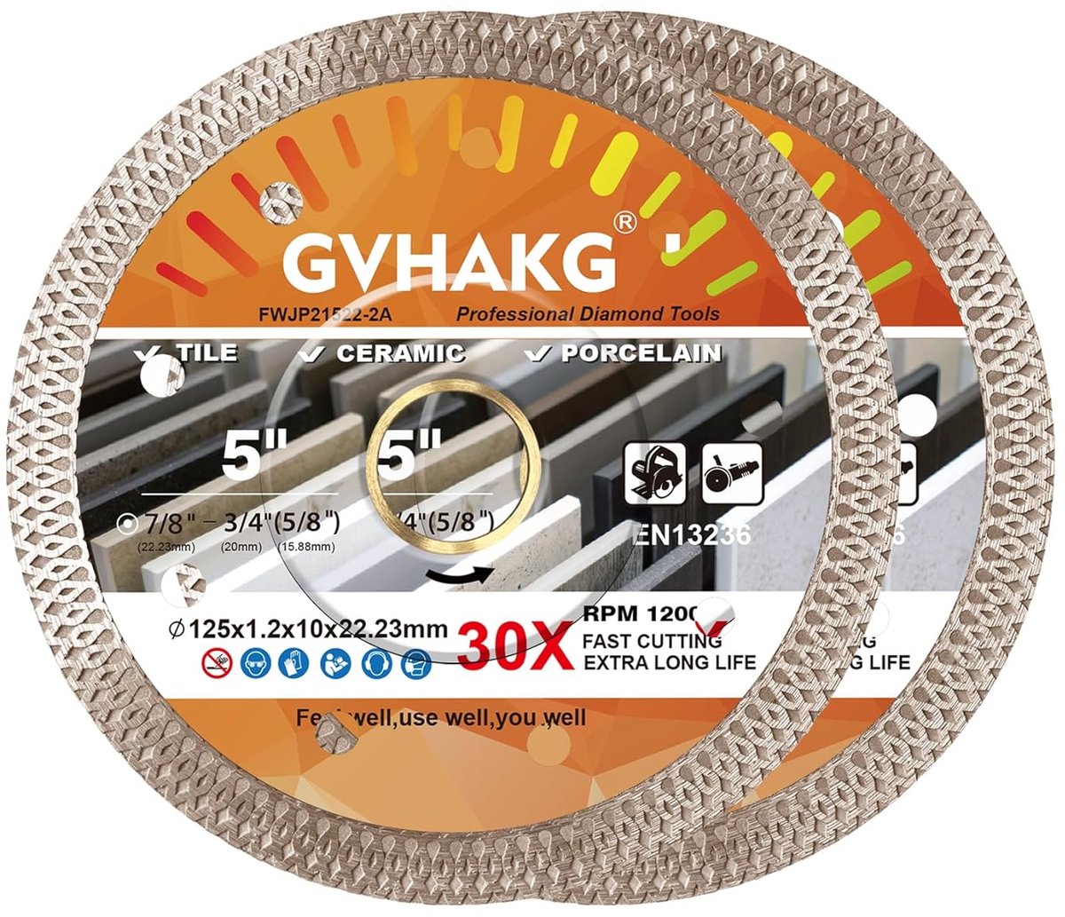 Diamant doorslijpschijf - Snijschijf metaal - Snel en nauwkeurig zagen - Extra dun turbo segment - 125 mm - Grijs