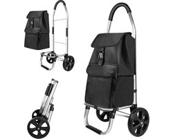 Boodschappentrolley 2-in-1 – Stevige Winkelwagen met Steekwagen Functie, Duurzaam & Lichtgewicht, Zwart
