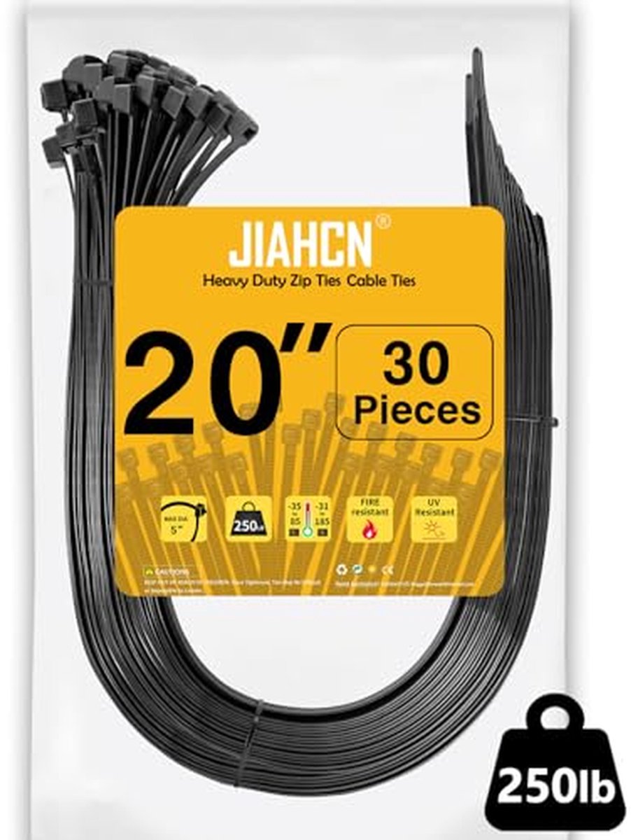 Kabelbinders - Tie Wraps - Kabelbeheer - Hoge Treksterkte - 500mm 30 stuks - Zwart