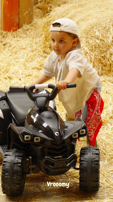 Vrooomy XC-Sport Elektrische Quad 12V 2 tot 5 jaar – Stoere Kinderquad met Afstandsbediening – Accuvoertuig met Robuuste Off-Road Wielen, Schokdempers & LED – Zwart