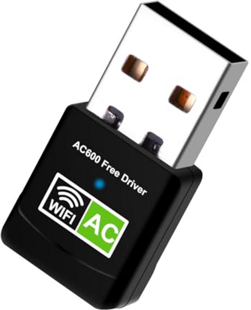 WiFi Adapter - Netwerkkaart Dongle - Snelle Internetverbinding - Dual Band 600Mbps - Mini Formaat - Zwart