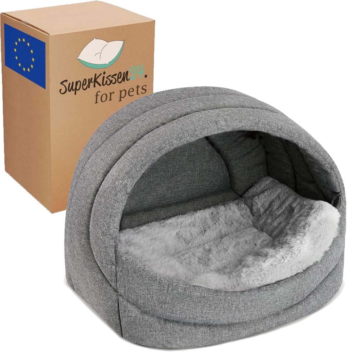 Kussen voor Grote Honden - Waterbestendige Hondenmand - OEKO-TEX Certificaat - 61x45x41 cm - Grijs Linnen Hondenmand