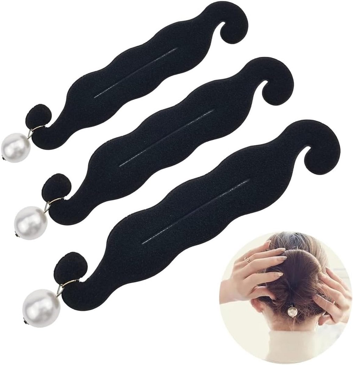 Haar Vlecht Tools - Haar Styling Set - Haar Vlechten - Flexibele Materiaal - 3 Stuks - Zwart