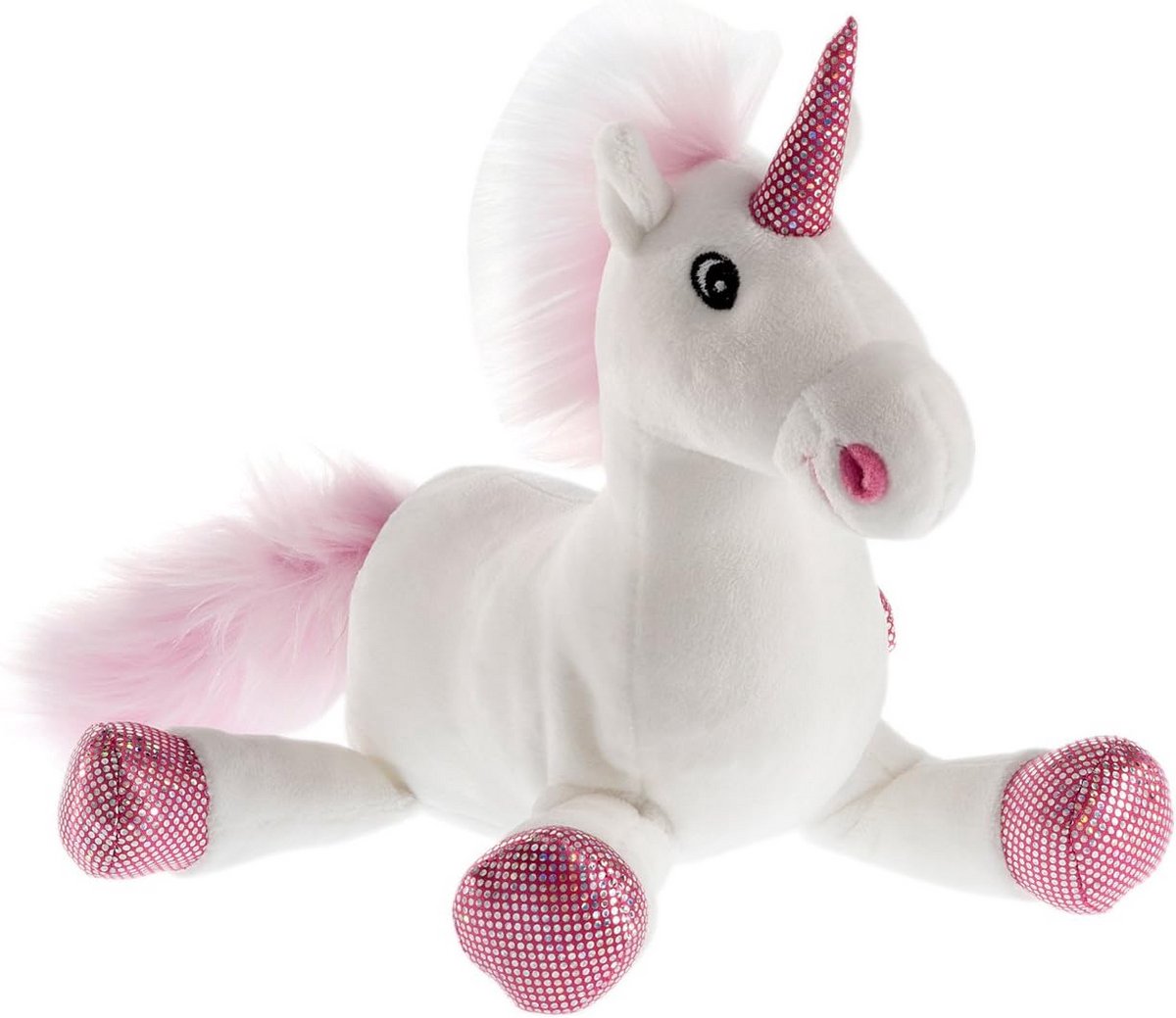 Pluche eenhoorn - Knuffeldier speelgoed - Spelen en knuffelen - Machinewasbaar 30°C - 18 cm - Wit roze