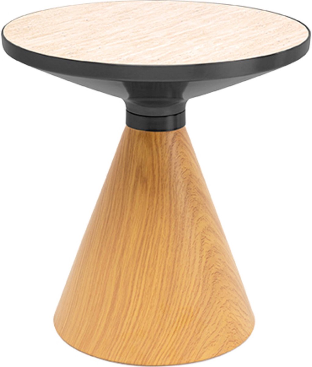 Bijzettafel Cono Travertino Ø50cm eik Kare Design