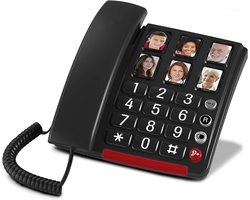 SNJY® Senioren Telefoon - Huistelefoon - Senioren Mobiele Telefoon - Audioboost 40dB - GSM - Extra Grote Toetsen - Zwart