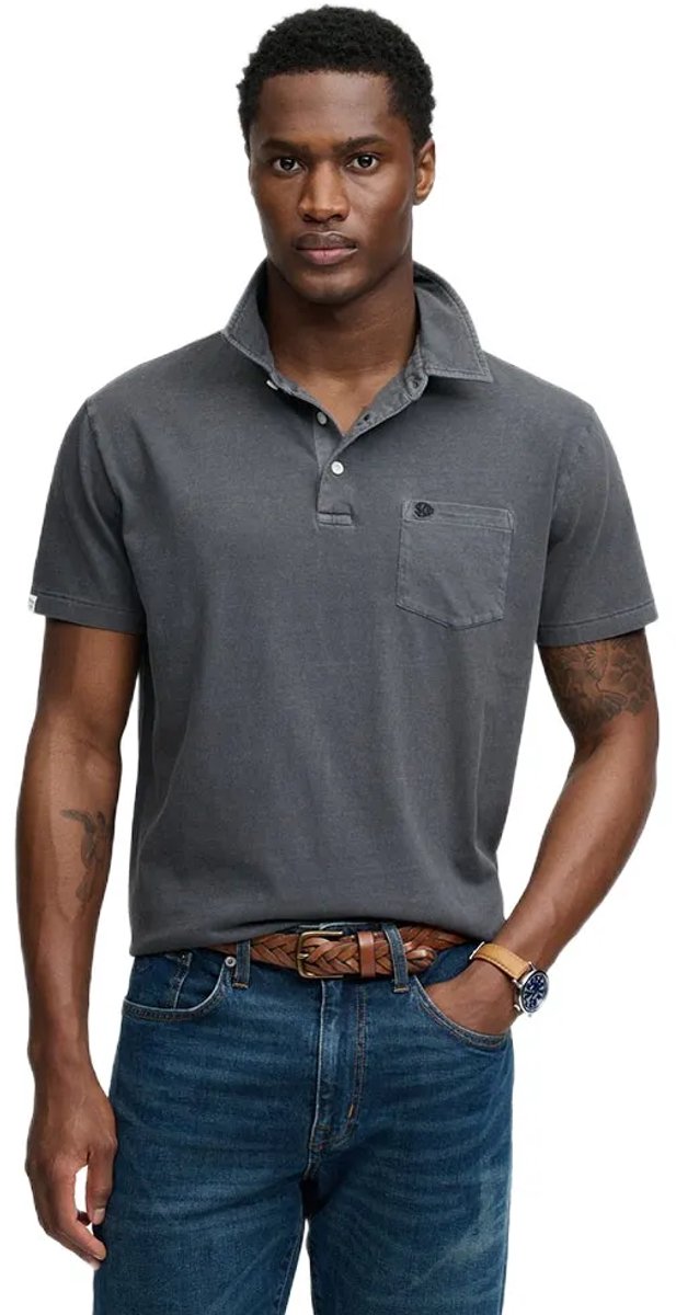 Superdry Classic Cotton Linen Korte Mouw Poloshirt L Man Grijs